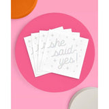 She Said Yes Napkins - 3-Ply, 25 Pcs | White Bachelorette Decorations, Engagement Theme Party, Bridal Shower Tablescape, Cute Proposal Dinner Decor
