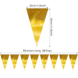 40M/130Ft Gold Triangle Pennant Banner Flag Metallic Fabric Bunting Garland For Christmas Graduation Wedding Engagement Anniversary Bachelorette Birthday Bridal Shower Valentines Hen Party Supplies