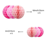 12Pcs 6" 10" Honeycomb Balls Decorations Hanging Tissue Paper Pom Poms For Birthday Party Valentine'S Day Wedding Girls Day Decorations(Pink)