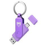 128Gb Dual Usb C 3.2 Flash Drive, Up To 150Mb/S Type C Thumb Drive With Keychain And Led Light, Exfat Memory Stick For Iphone 15,16 And 17, Ipad, Android Phone, Macbook, Laptop, Purple