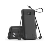 Portable Charger With Built-In Cables&Ac Wall Plug,10000Mah Power Bank,Pd 22.5W Usb-C Fast Charging External Battery Pack With Led Display Compatible With Iphones And All Smart Device?1 Pack?