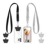 Phone Lanyard, 2× Adjustable Phone Neck Strap, 4 × Phone Patches, Universal Multifuctional Cell Phone Lanyards Compatible With Most Smartphones, Black Grey