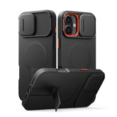 For Iphone 16 Plus Case With Magnetic Camera Slide Cover And Adjustable Kickstand, Compatible With Magsafe, Shockproof Bumper Case Slim Protective Cover For Iphone 16 Plus 6.7 Inch, Black