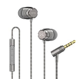 E11C Wired Earbuds with Microphone HiFi Stereo Earphones Noise Isolating in Ear Headphones Powerful Bass Tangle Free Cord Gunmetal