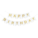 Happy Birthday Banner Shiny Gold Letters Swallowtail Design Party Decorations