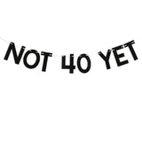 Not 40 Yet Banner – Funny Black Glitter 39th Birthday Party Decoration Sign