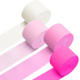 Crepe Paper Streamers 4 Rolls 328Ft, Pack Of Pink Peach And White Crepe Paper Party Streamers For Birthday Baby Shower Wedding Graduation Party Decorations (1.8Inch X 82Ft/Roll)