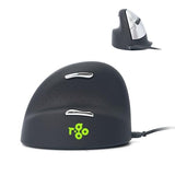 R-Go He Vertical Ergonomic Mouse, For Left Handed, With Break Software, Usb-C/A Wired, Prevents Tennis Elbow/Mouse Arm Rsi, Silent Click, 5 Buttons - Compatible Windows/Mac Os, Black/Silver