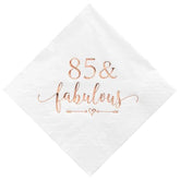 85 And Fabulous Cocktail Napkins Rose Gold For Women 85Th Birthday Decorations, 85Th Birthday Bevergae Dessert Table Supplies, 50Pcs, 3-Ply