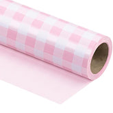 Reversible Pink Plaid Gift Wrap - 17"x33' for Birthday, Baby Shower & More