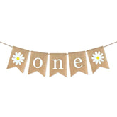 Jute Burlap Daisy Themed 1St Birthday Party Decoration Banner, Spring Party Decoration Burlap Banner Garland With Flower For Mantle, Fireplace Supplies
