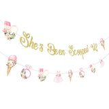 She’s Been Scooped Up” Ice Cream Glitter Banner for Bridal Parties