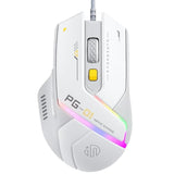 Pg1 Wired Computer Gaming Mouse Ergonomic, 12800 Dpi High-Precision, 6 Programmable Buttons, Rgb Backlit For Gaming - White Gray