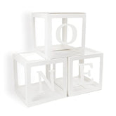 First Birthday Balloons Boxes For Boy Or Girl 'One' Letters Individual Three White Transparent Square Boxes 1St Birthday Party Decorations Backdrop Photo Shoot Prop