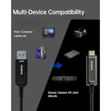 Usb A To Usb C Fiber Optic Cable 100Ft, 10Gbps Usb 3.2 Gen2 Usb C Cable, Ultra Slim & Long Distance Type C Cable With Germany Siliconline Chip For Logitech 4K Camera,Vr/Ar,Video Conference