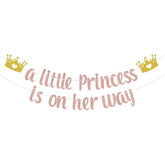 Little Princess Banner Baby Shower Decorations Crown Welcome Baby Supplies