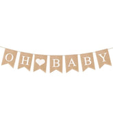 Baby Burlap Banner, Rope 78 Inch Oh Baby Burlap Banner Backdrop Baby Sign For Baby Shower Decorations