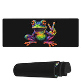 Laptop Mouse Pad Frog Colorful Peace Desk Mat With Stitched Edges 31.5X 11.8 Inch Non-Slip Large Keyboard Rubber Writing Table Mat For Office Home