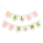 Felt Hello Spring Banner – Pastel Springtime Hanging Decoration, Farmhouse Spring Party Decor, Fabric Hellospring Bunting