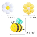Bee Balloons And Daisy Flower Balloons – 8 Pcs Yellow And Black Bumble Bee Foil Balloons For Baby Shower, Bee Themed Birthday Party Decorations