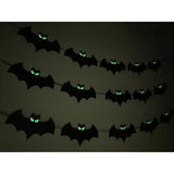 Halloween Decorations - Glow Eyes Bats Banner For Halloween Bats Decor (Pre-Strung)