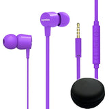 Joymiso Tangle Free Earbuds For Kids Women Small Ears With Case, Comfortable Lightweight In Ear Headphones, Flat Cable Ear Buds Wired Earphones With Mic And Volume Control For Cell Phone Laptop Purple