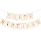 Burlap Happy Birthday Banner Boho Birthday Bunting Garland Pink Bohemian Sign Flag White Birthday Hanging Banner Pastel Rainbow Party Decor For Home Mantel Fireplace Nursery Party Backdrop