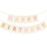 Burlap Happy Birthday Banner Boho Pink Pastel Rainbow Garland Party Decor