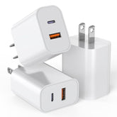 Usb C Charger Block,3Pack 20W Dual Port Usb C Wall Charger Plug Fast Charging Block Adapter +Usb A Quick Charging Brick Plug For Iphone 16E/16 Pro Max/16Plus/16/15/14/13/12/11/Xs/Xr/X,Ipad Pro,Airpods