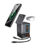105W Charging StationMagSafe Compatible,6-in-1 Charging Dock,Gan Retractable Charger with Dual 65W Cables,USB-C Fast Charging for iPhone,
