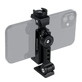 Metal Phone Tripod Mount with Rotatable Cold Shoe for Microphone Mount, Compatible with iPhone & Android, Universal Tripod Adapter for Vlogging, Cell