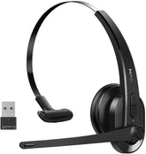 Wireless Headset With Mic For Work, Bluetooth Headset With Microphone-Ai Noise Cancelling, Single-Ear Wireless Headphones With Mic & Usb Dongle For Pc/Computer/Call Center/Laptop/Teams/Zoom/Home