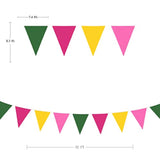 32Ft Hot Pink Green Yellow Pennant Banner Fabric Triangle Flag Bunting