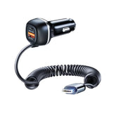 SUNDAREE 96W USB C Car Charger Three Port Cigarette Lighter Adapter PD 45W PPS33W & QC3.0 18W 6ft Type C Coiled Cable Fast Charging iPhone 16/15/14/13 Smartphones S23/S22/S21 Android ipad