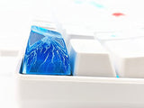Handmade Mt .Fuji Backlit Resin Artisan Keycap R4/Esc Key Cap Shine Through Translucent Sa Profile For Cherry Mx Switch Gaming Mechanical Keyboard,Snow Mountain Under Blue Skies (Blue)