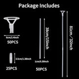 50Pcs Balloon Sticks With Cups, 16In Clear Bobo Balloon Holders Large And Long Balloon Stand For Large Birthday Graduation Wedding Party Decorations