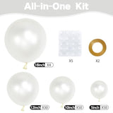 Pearl White Balloons Different Sizes 5 10 12 18 Inch, 134 Pcs White Balloon Garland Arch Kit, Royal White Latex Balloons For Birthday Wedding Baby Shower Party Decorations. Pearl White