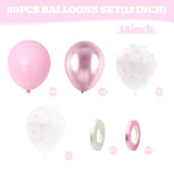 50pcs Pink Bow Latex Balloons for Birthday, Bachelorette & Wedding Parties