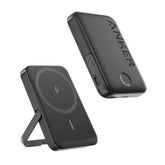 Anker MagGo Magnetic Wireless Charging 5,000mAh Power Bank 2-Pack – Portable Charger with Built-in Kickstand, 7.5W Wireless Charging for iPhone 12, 13, 14, 15 & Newer, Compact & Travel-Friendly