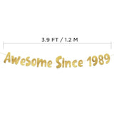 Awesome Since 1989 Gold Glitter Banner - 36Th Birthday And Anniversary Party Decorations