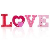 4 Pcs Valentines Day Wooden Love Table Sign Decorations,Red Pink Love Letter Valentines Day Decorations For Tiered Tray Home Decor, Valentine Gifts For Married Anniversary Wedding Party Supplies