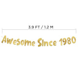 Awesome Since 1980 Gold Glitter Banner - 45Th Birthday And Anniversary Party Decorations