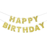 Gold Happy Birthday Banner 9ft — Pre-Strung Glitter Foil Party Garland