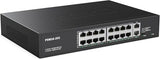 16 Port Poe Switch, High Power 300W, 16 Poe+ 100Mbps Ports With 2 Gigabit Uplink Ethernet Ports, Unmanaged Plug And Play, Each Port Up To 30W, 802.3Af/At Compliant, Rack Mount