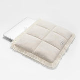 Puffy Laptop Sleeve 16 15 14 13 Inch For Women, Compatible With Macbook Air 2025 & Macbook Pro M4 M3 2024, Quilted Linen Soft Puffer Case With Fringe For Computer, Natural Linen