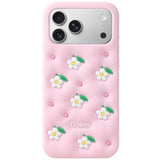 Cute Daisy Phone Case for iPhone 17 Pro Max, 3D Soft Silicone Shockproof Cover with Flowers Design for Women and Girls, Pink