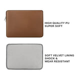 Rainyear 13.3 Inch Laptop Sleeve Soft Pu Leather Case Water Resistant Padded Zipper Cover Protective Carrying Bag Compatible With 13.3" Notebook Computer Chromebook(Brown)