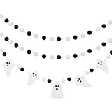 3Pcs 8.2ft Halloween Ghost Pom Pom Ball Garlands Felt Banner Indoor Outdoor Decor