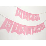 Happy Birthday Banner Pink, Pre-Assembled Reusable Imitated Burlap For Women Girls Party Decorations