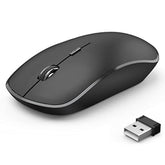 Wireless Mouse, 2.4G Portable Slim Silent Computer Mouse Wireless With Usb Nano Receiver, 2400 Dpi, For Notebook, Laptop, Pc - Black